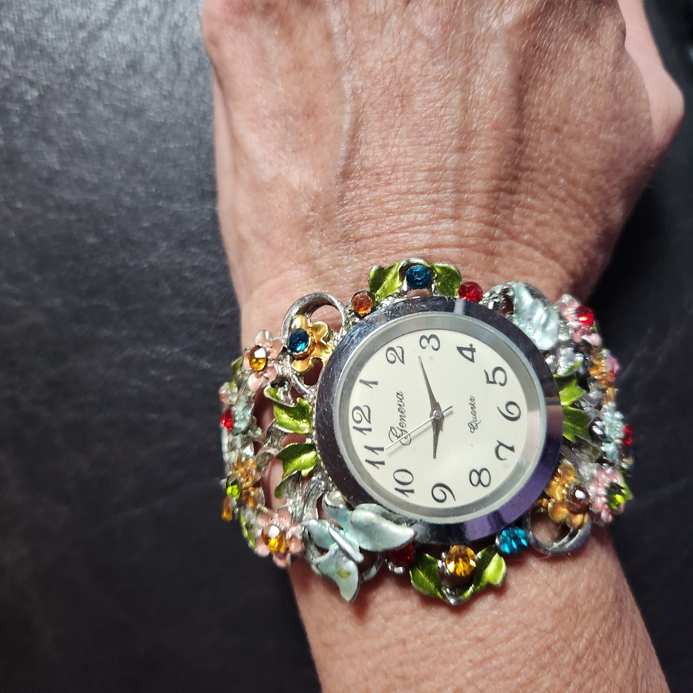 Geneva Multicolor Floral Watch